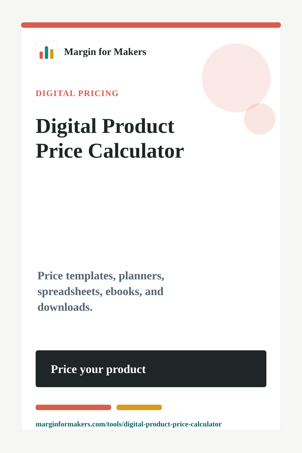 Pinterest image for the digital product price calculator