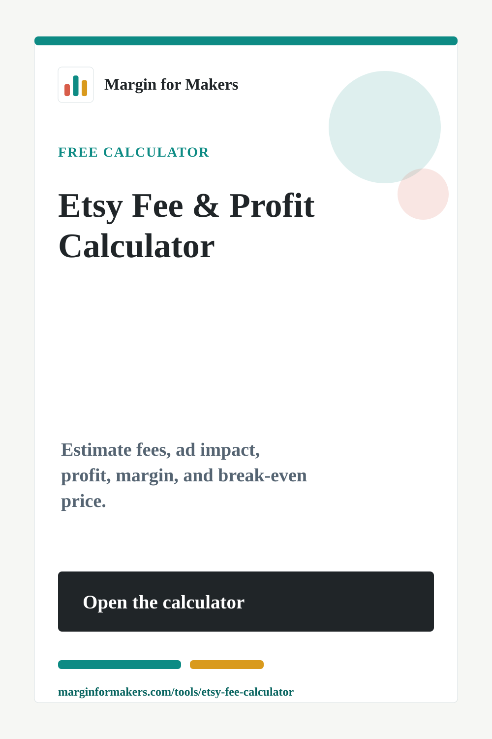 Pinterest image for the Etsy Fee and Profit Calculator