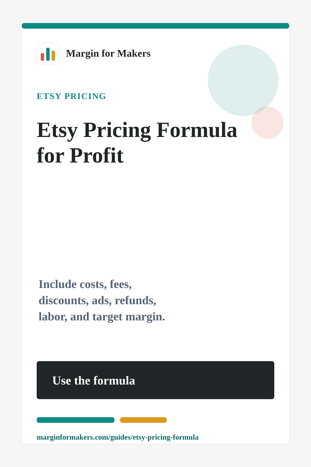Pinterest image for the Etsy pricing formula guide