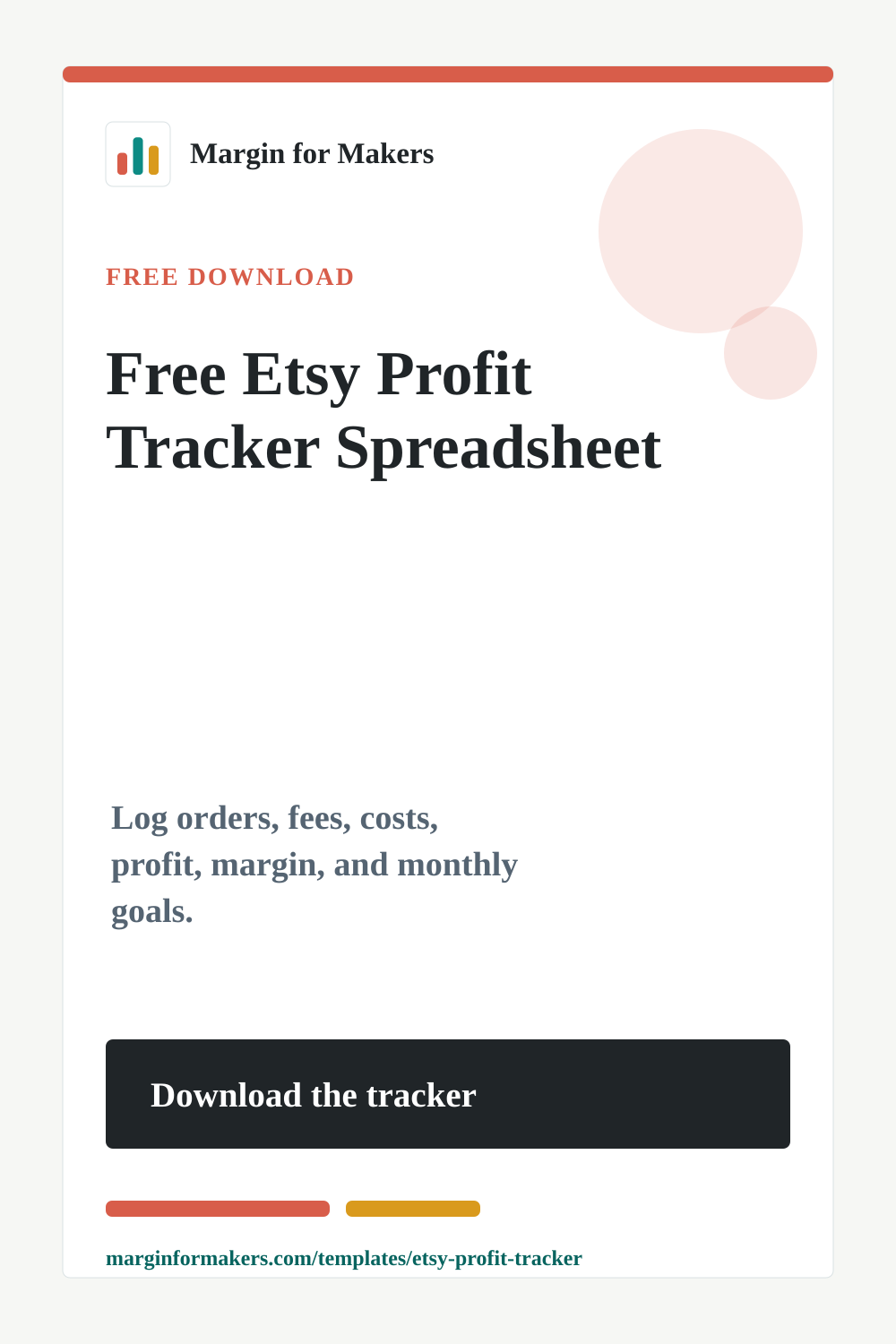 Pinterest image for the Etsy Profit Tracker spreadsheet