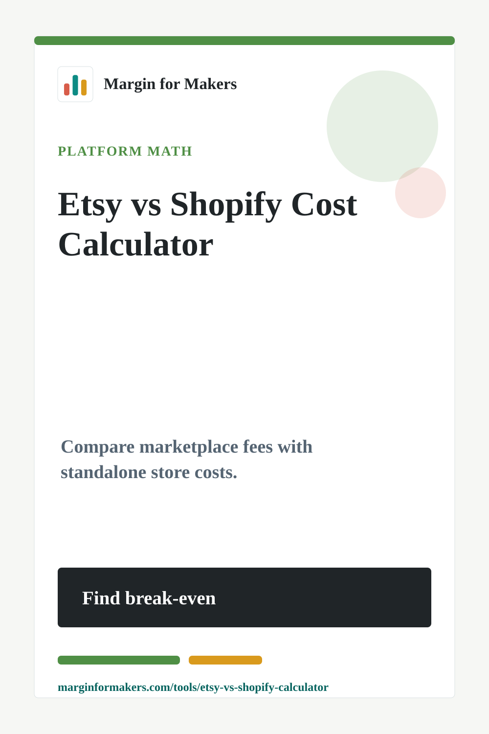 Pinterest image for the Etsy vs Shopify calculator